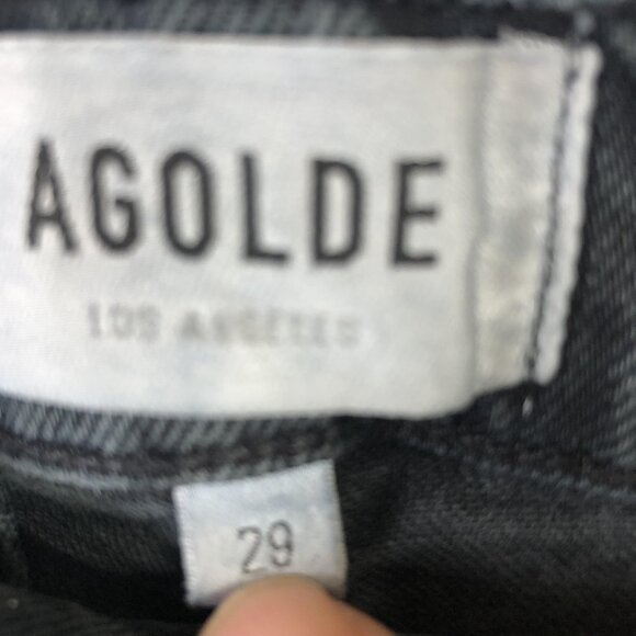 Agolde Jeans Womens 29 Black Charcoal Skinny Ankle Raw Hem Distressed Denim - Picture 8 of 16